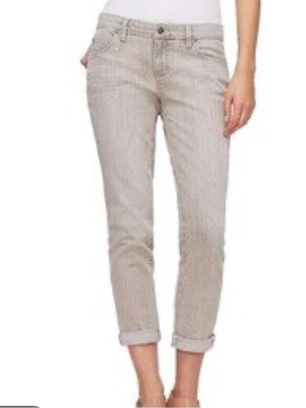 Eileen Fisher Light Gray organic cotton 2 zipper Skinny ankle low rise Jeans